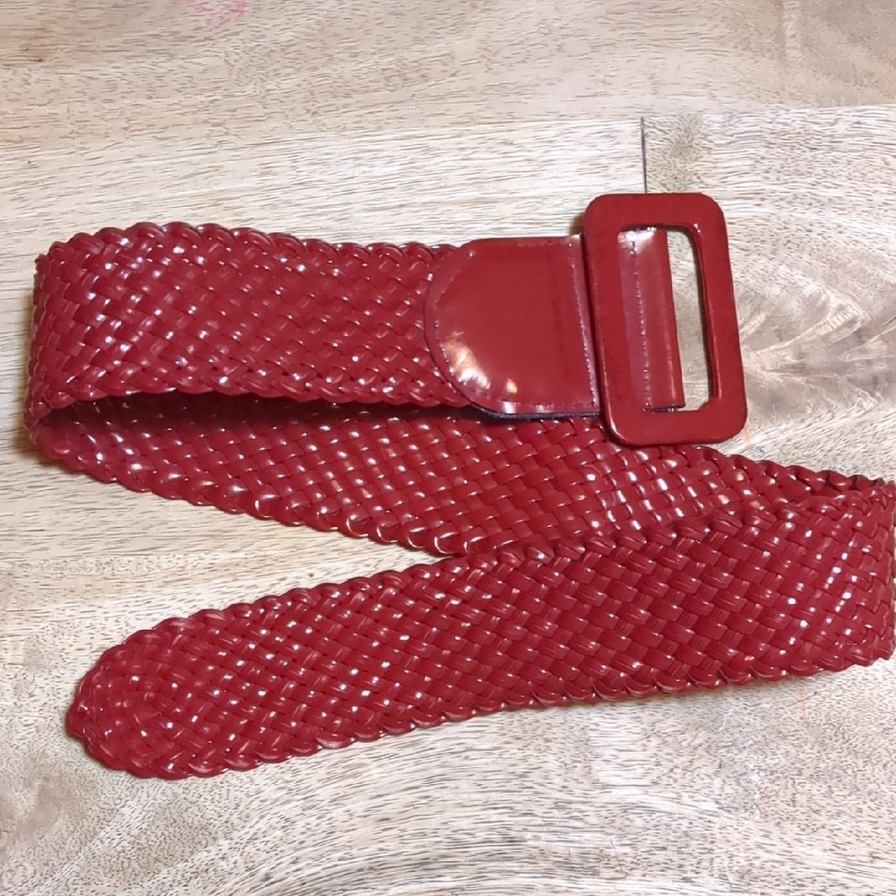 Red Woven Belt with Buckle Sz S/M
